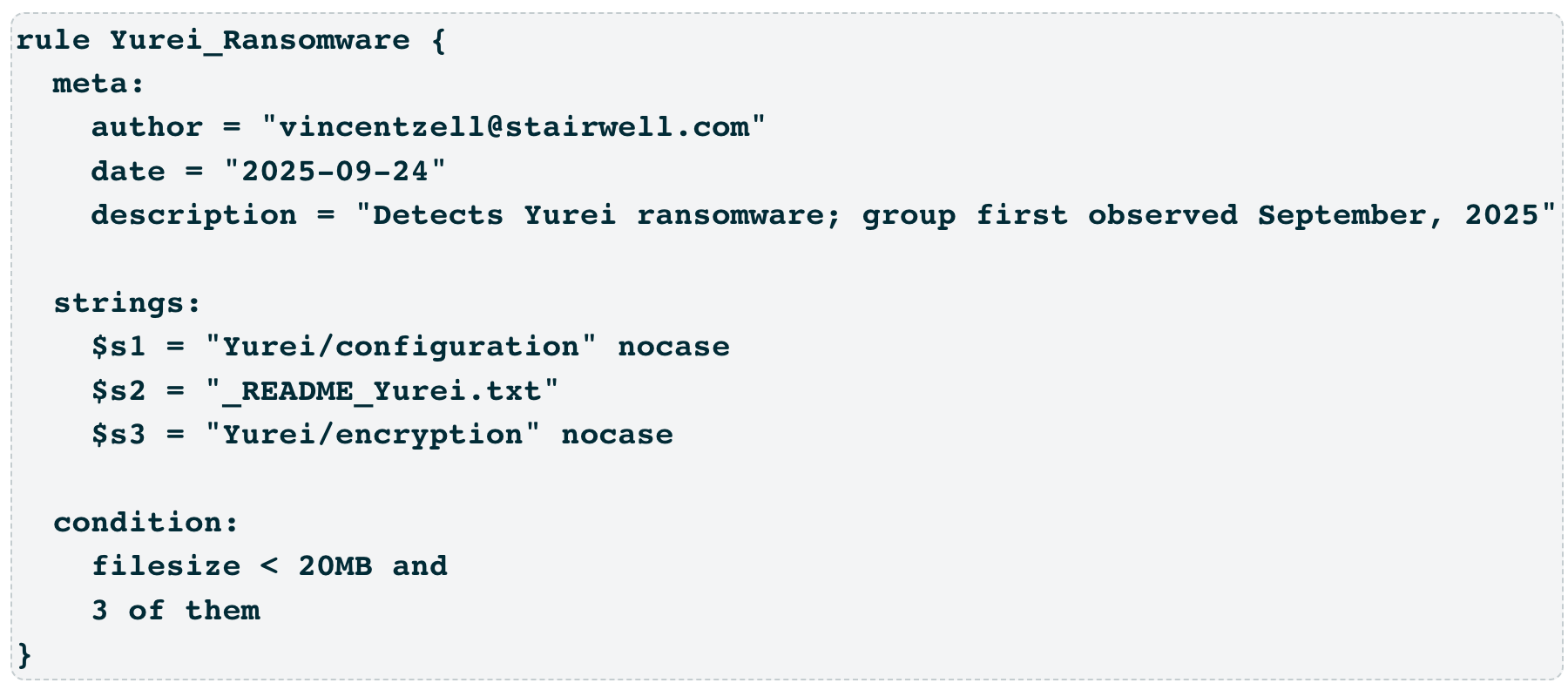 Yurei Ransomware YARA rule